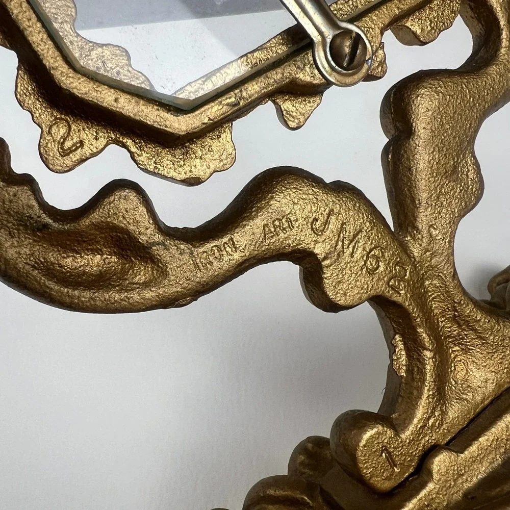 Iron Art JM62 Swivel Picture Frame Gold Ornate Rococo Vintage Decor Antique Vibe